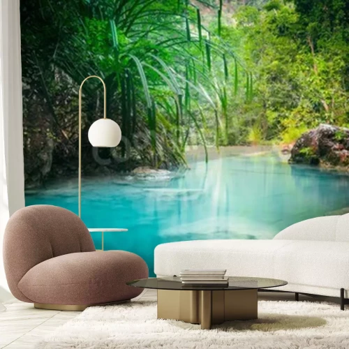 Fototapete Türkisfarbenes Wasser im Dschungel