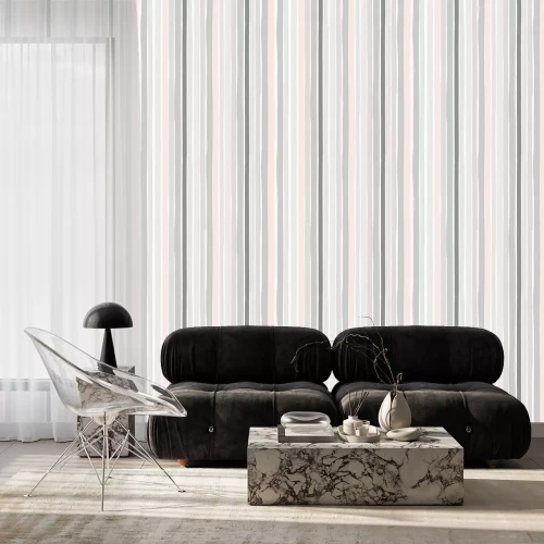 Tapete Pastellfarbenes Motiv mit vertikal angeordneten Streifen
