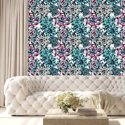 Tapete Jugendornamente in Farben