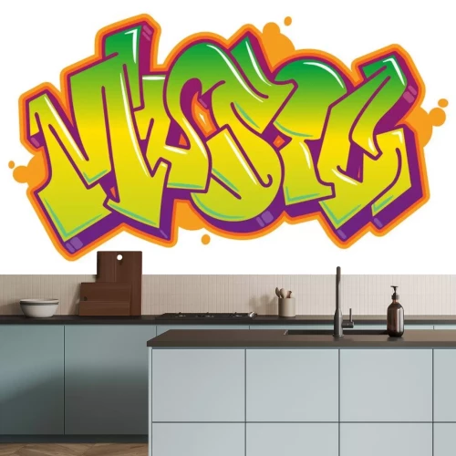 Sticker Musikwort im Graffiti-Stil