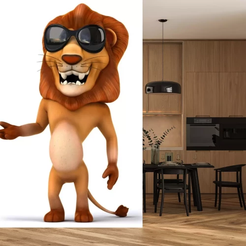 Sticker Lächelnder Löwe in Brille