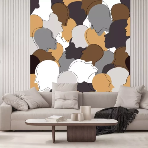 Sticker Muster mit Gesichtern in verschiedenen Farben