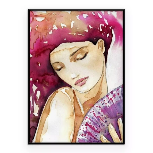 Poster Künstlerische Aufnahme einer Frau mit einem Fächer