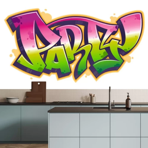 Sticker Party-Wort im Graffiti-Stil