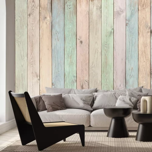 Fototapete Helle pastellfarbene Bretter