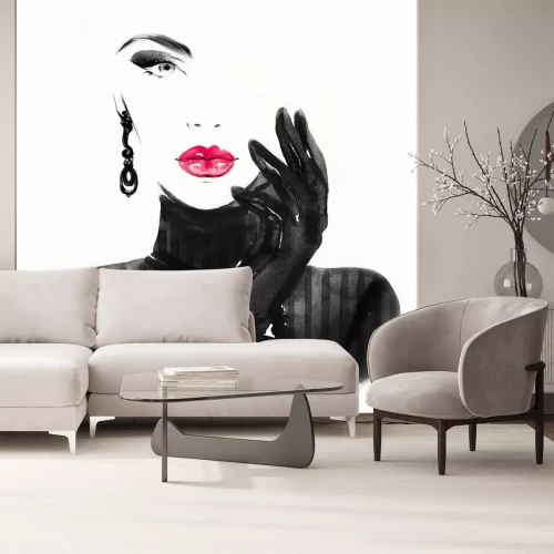 Sticker Porträt einer eleganten Frau in Aquarell