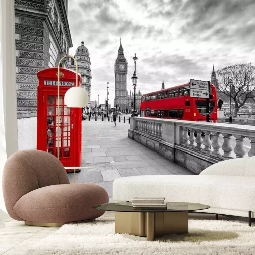 Sticker Rote Telefonzelle und Londoner Bus