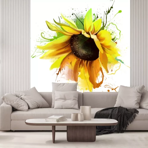 Sticker Sonnenblume auf einer künstlerischen Komposition