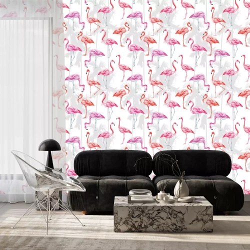Tapete Rosa und orangefarbenen Flamingos