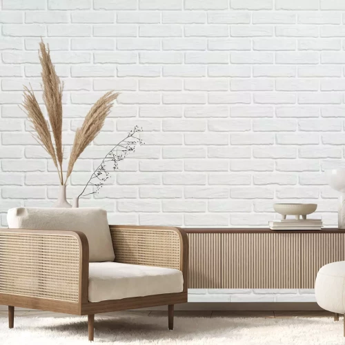 Fototapete Weiße Ziegelimitation mit einheitlicher Textur