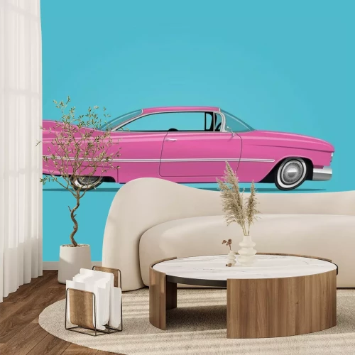 Sticker Cartoon Stil Vektor-Illustration der Vintage rosa Auto.