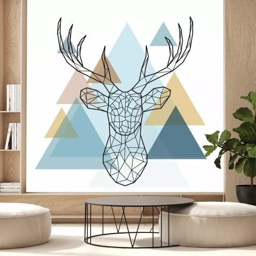 Fototapete Pastell-Dreiecke und Hirschkopf