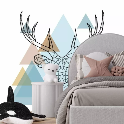 Fototapete Pastell-Dreiecke und Hirschkopf