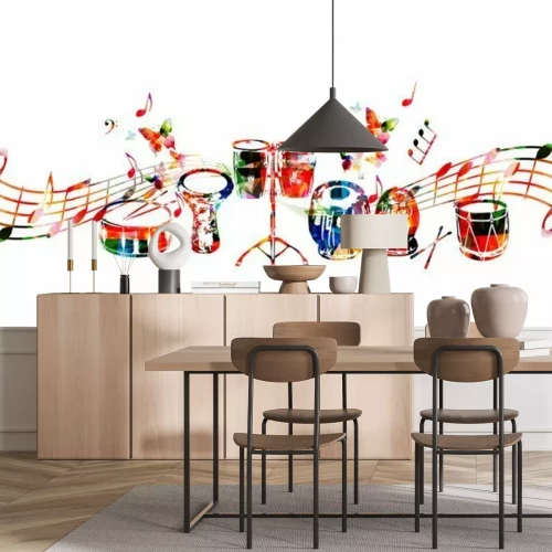 Sticker Bunte Noten und Schlaginstrumente