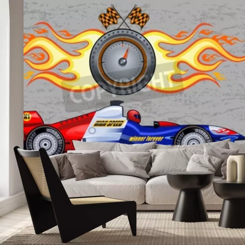 Fototapete Bunter Rennwagen