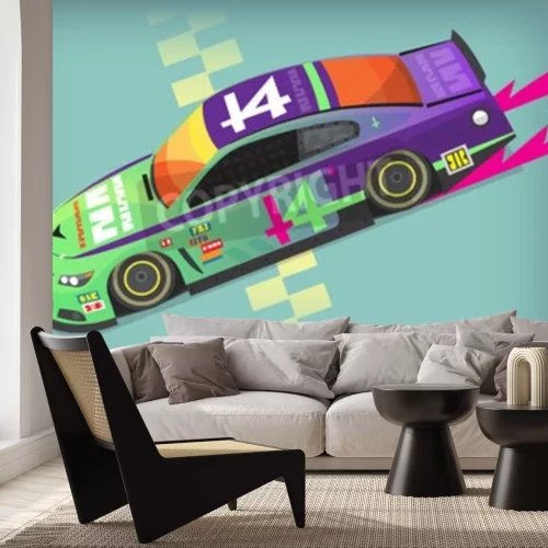 Fototapete Rennwagen an der Startlinie