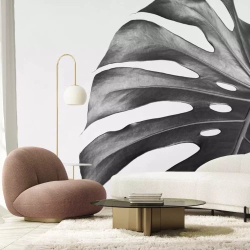 Sticker Graues Monsterblatt-Makro