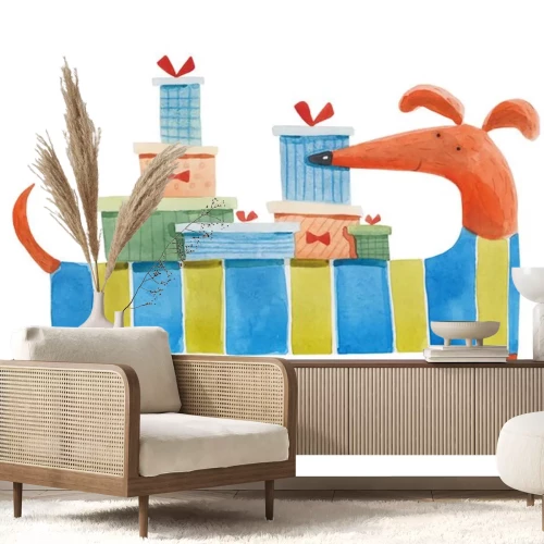 Sticker Dackel mit Geschenken