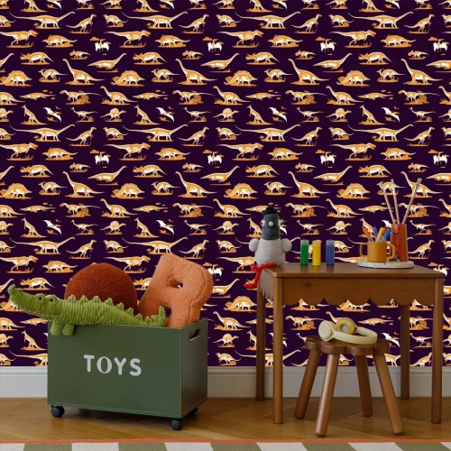 Tapete Silhouetten von Dinosauriern