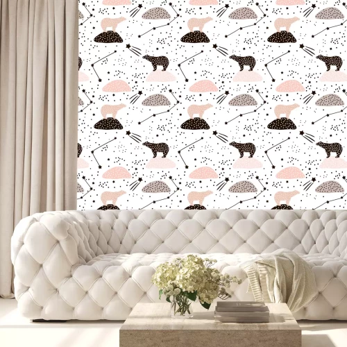 Tapete Nahtlose Muster mit Eisbären Silhouette und Konstellationen. Perfekt für Stoff, textile.Vector Hintergrund