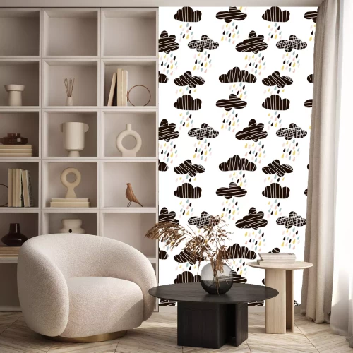 Tapete Bunter Regen aus schwarzen Wolken