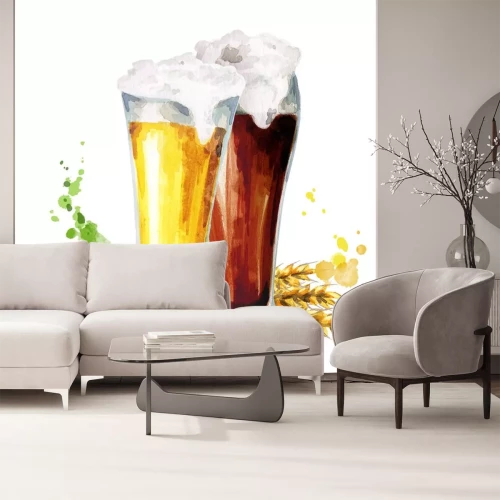 Sticker Hausgebrautes Bier hell und dunkel Zeichnung