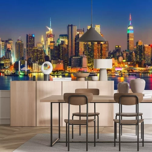 Fototapete Blick auf Manhattan bei Nacht, New York, USA