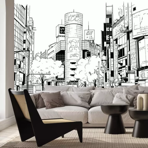 Fototapete Skizze von Stadtgebäuden