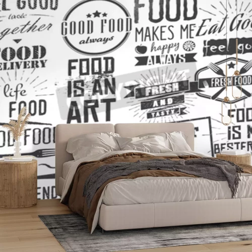 Fototapete Schwarz-Weiß-Illustration mit Zitaten