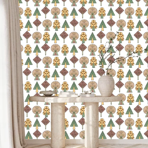 Tapete Gezeichnete Bäume für Kinder