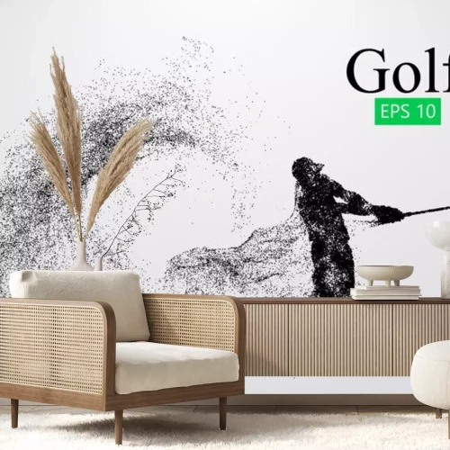 Sticker Silhouette eines Golfspielers. Vektor-Illustration