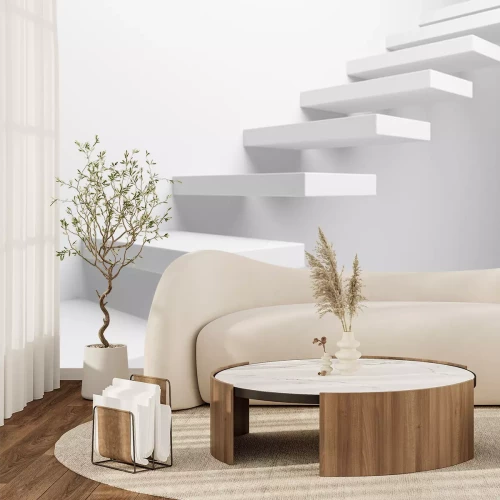 Sticker Weiße aufsteigende Treppe Großansicht