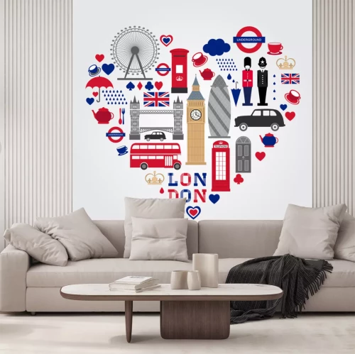 Sticker London Hearth Symbole Set. UK Icon Sammlung.