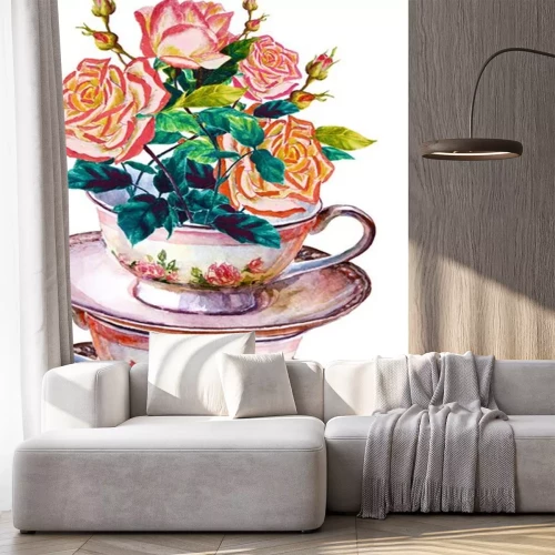 Sticker Haufen Tassen und Blumen