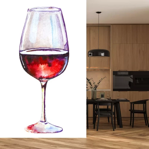 Sticker Rotwein im Glas Aquarellzeichnung