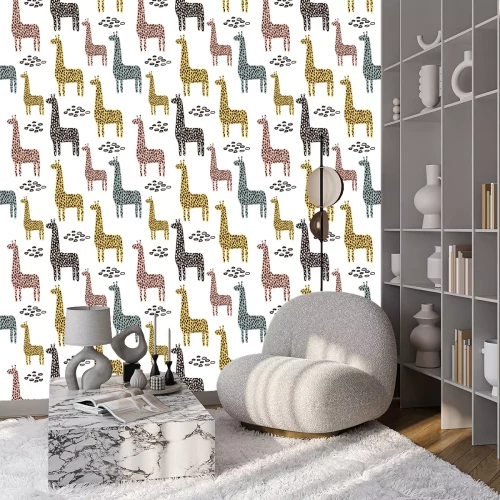 Tapete Nahtlose Muster mit Giraffe. Kindliche Textur für Stoff, Textil. Vektor Hintergrund