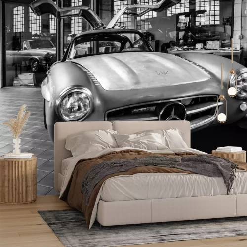 Fototapete Schwarz-weißes Foto des Fahrzeugs