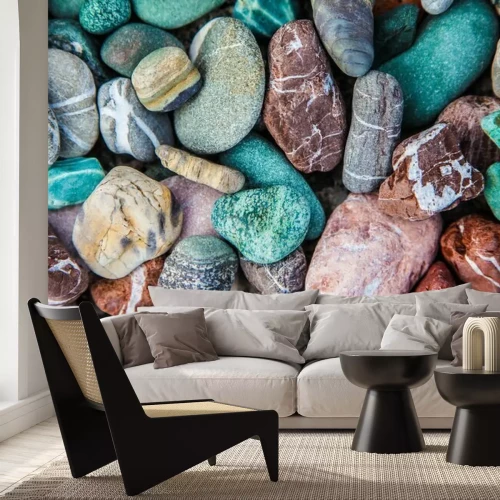 Fototapete Farbenfrohe Steine aus Meer
