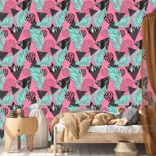 Tapete Türkisfarbene Palmblätter