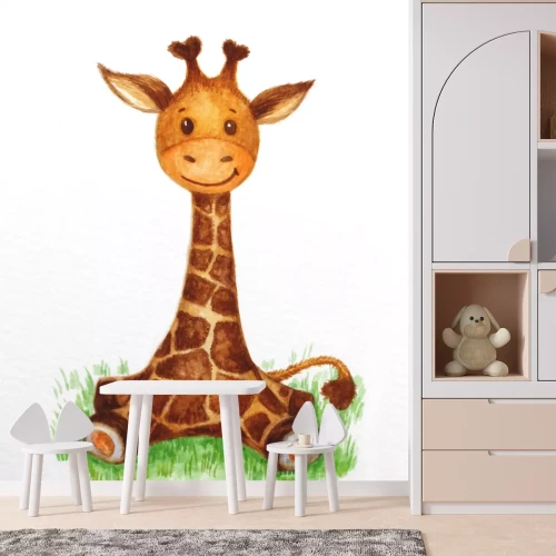 Sticker Kleine junge Giraffe im Gras