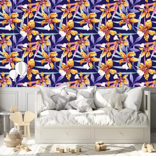 Tapete Aquarell Orchidee Blumen tropischen Muster