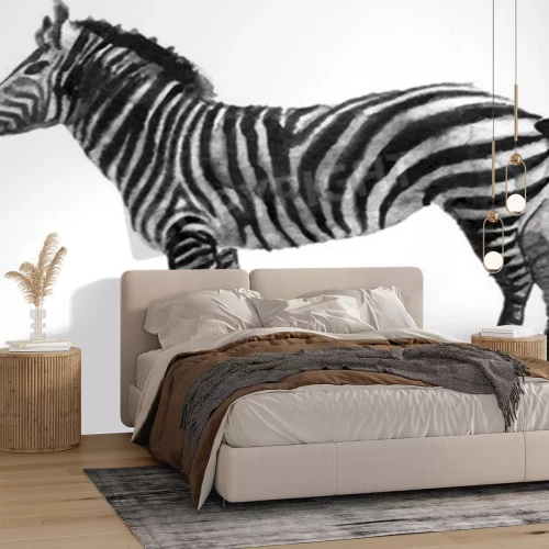 Fototapete Gemaltes Zebra auf hellem Hintergrund