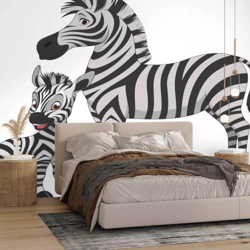 Sticker Lächeln eines Zebras  das neben seiner Mutter steht