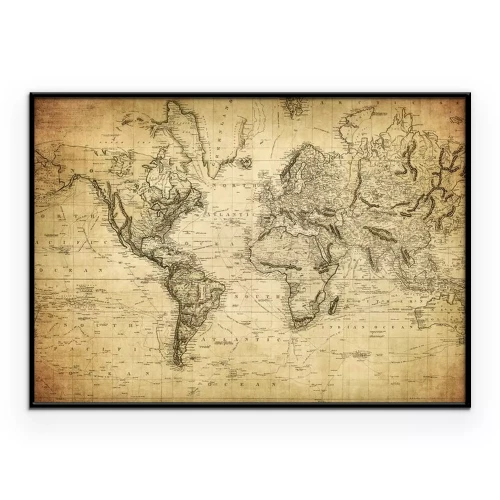 Poster Alte Weltkarte auf gealtertem Vintage-Papier