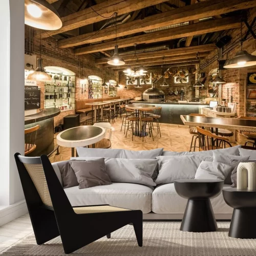 Fototapete Restaurant mit Holzaccessoires