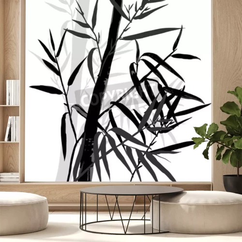 Sticker Die Oberseite des Bambus. Bambus Blatt Hintergrund. Vektor-Illustration