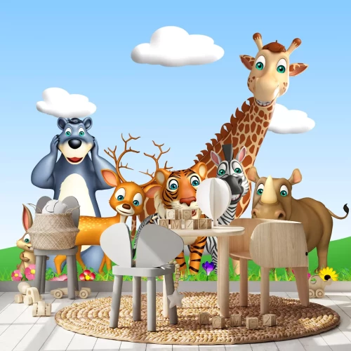 Fototapete Wilde Tiere aus einem Cartoon