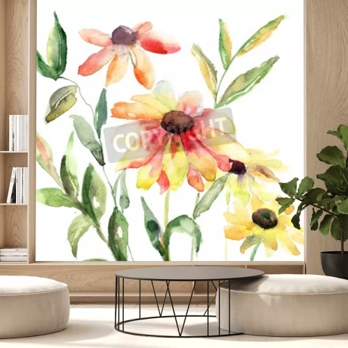 Fototapete Blumen gemalt