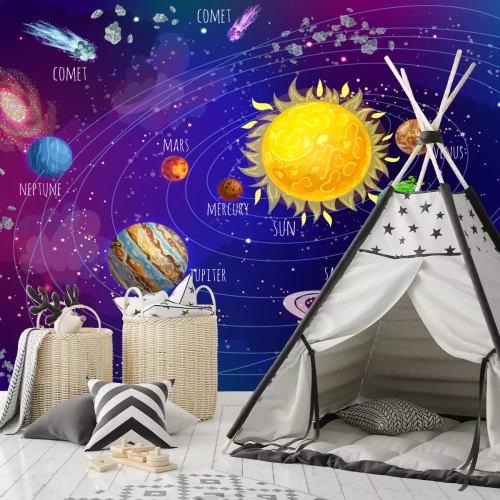 Sticker Karikatur-Sonnensystem Wissenschaftliches Konzept