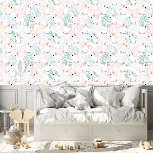 Tapete Papageien mit roten Schöpfen